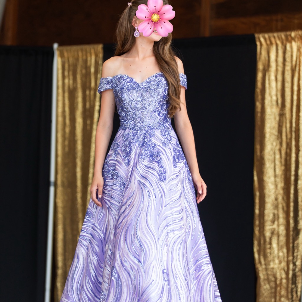 Elegant Purple Off-Shoulder Gown. Pageant Prom Quinceaera Party Dress